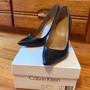 Calvin Klein Black Pointed Leather Heels